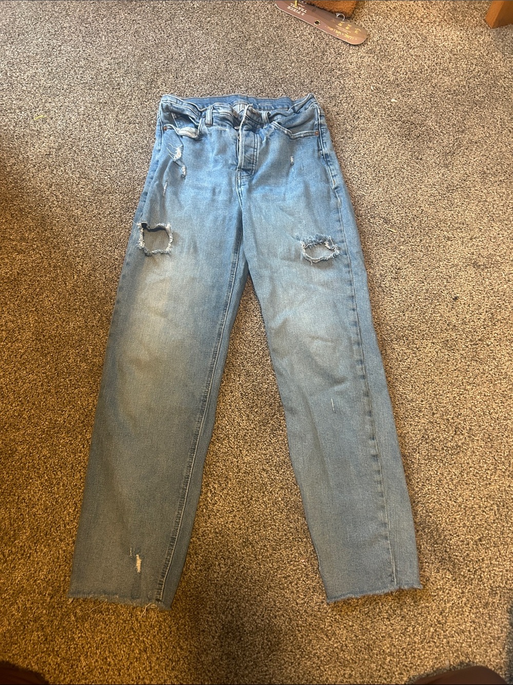 Old Navy Light Blue Straight Leg Distressed Jeans